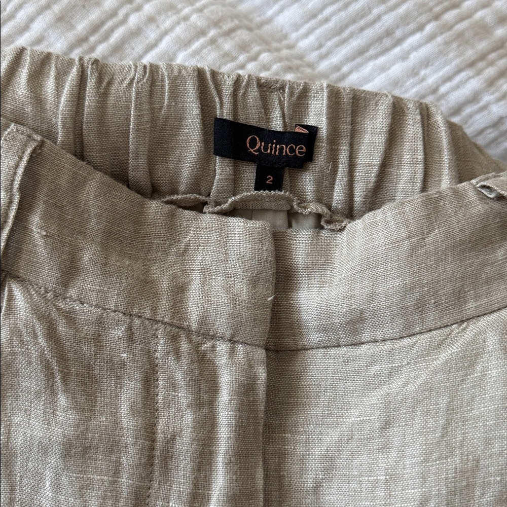 Quince Linen Wide-Leg Pants in Natural Beige - Picture 3 of 4